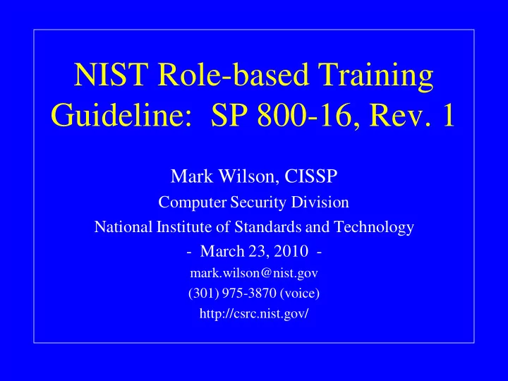 nist role based training guideline sp 800 16 rev 1