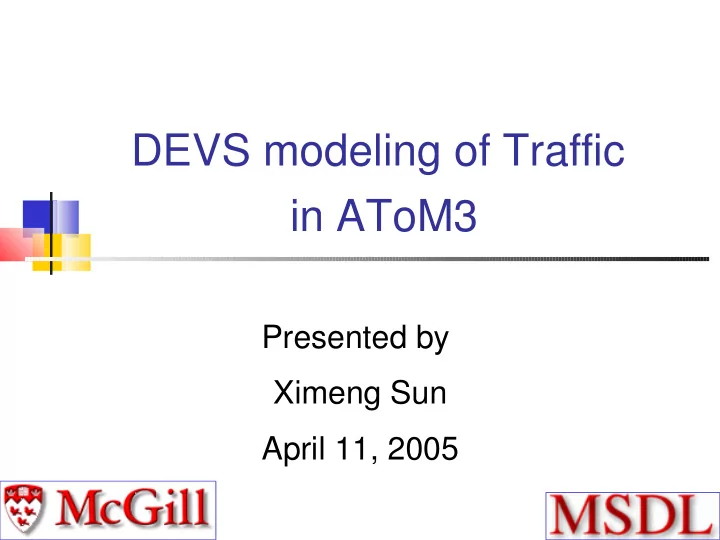 devs modeling of traffic in atom3