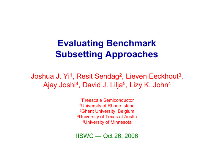 evaluating benchmark subsetting approaches