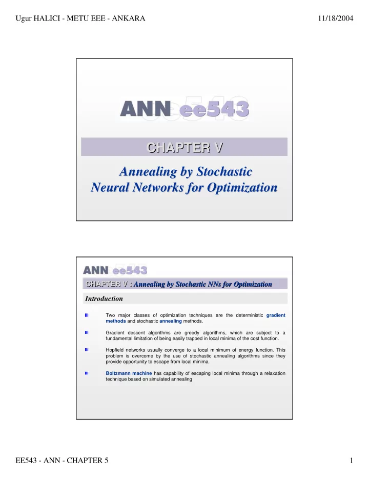 chapter v v chapter annealing by stochastic annealing by