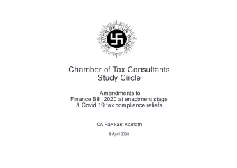 Chamber of Tax Consultants  Study Circle  Amendments to  Finance Bill  2020 at enactment stage