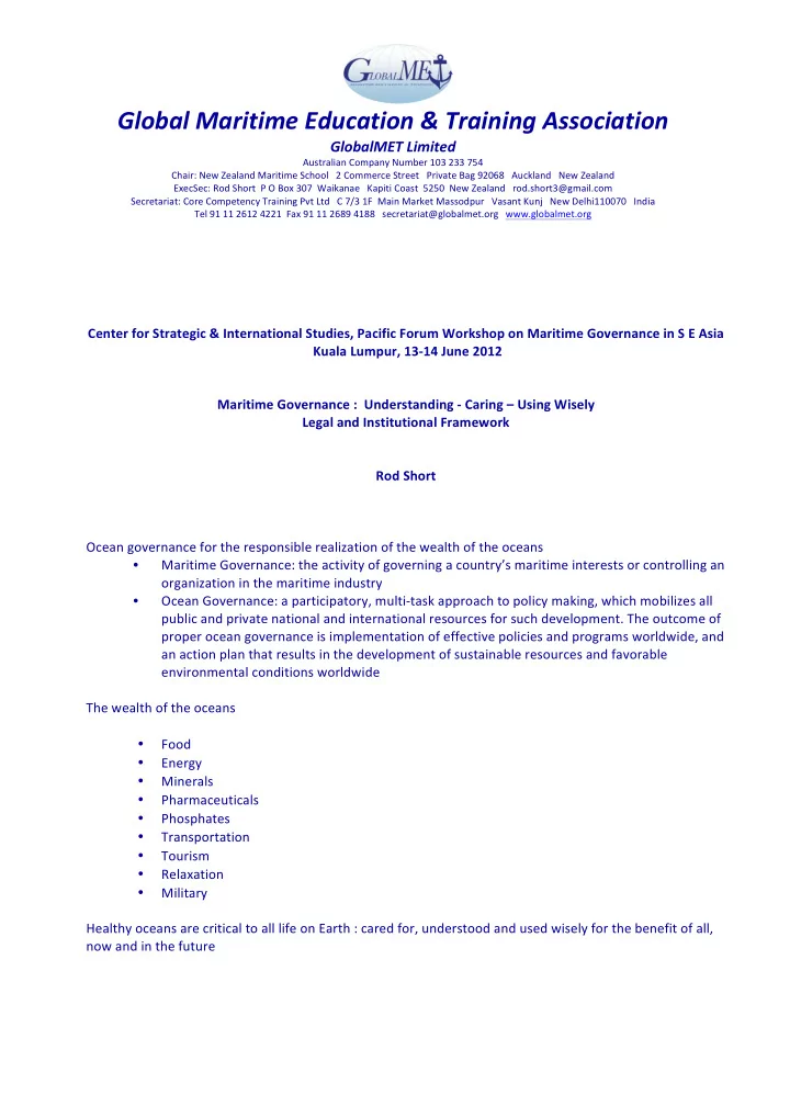 global maritime education training association