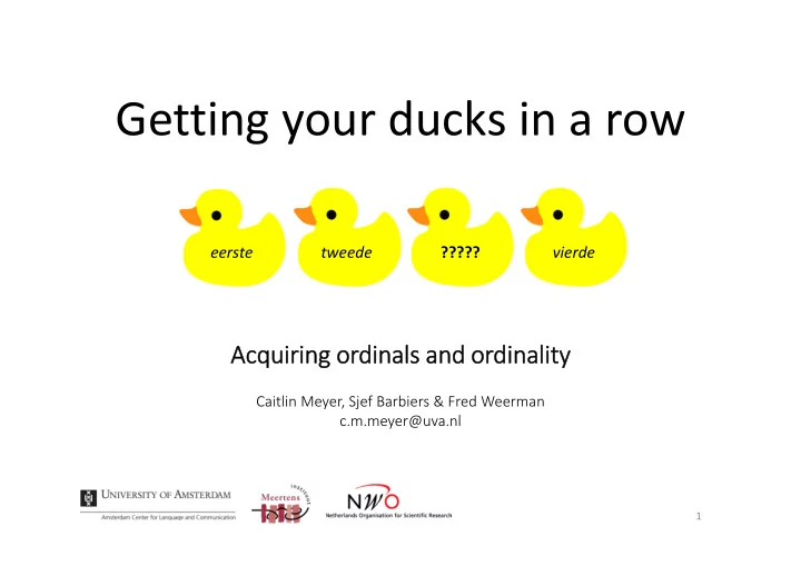 getting your ducks in a row