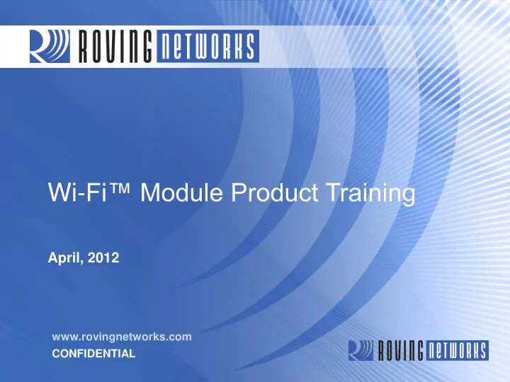wi fi module product training