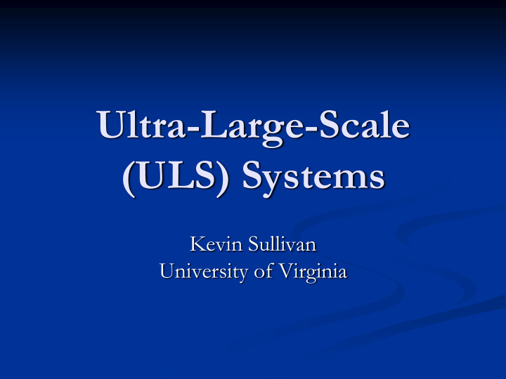 ultra large scale