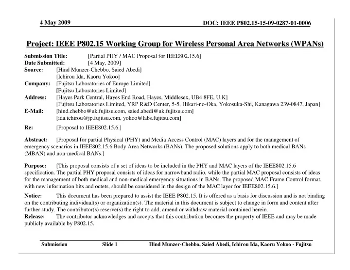 project ieee p802 15 working group for wireless personal