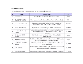 POSTER PRESENTATION POSTER GUIDELINE : ALL POSTERS MUST BE PRINTED IN A1 SIZE (MAXIMUM)  No.  Name