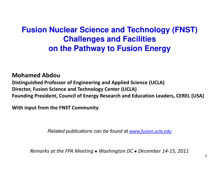 fusion nuclear science and technology fnst fusion nuclear
