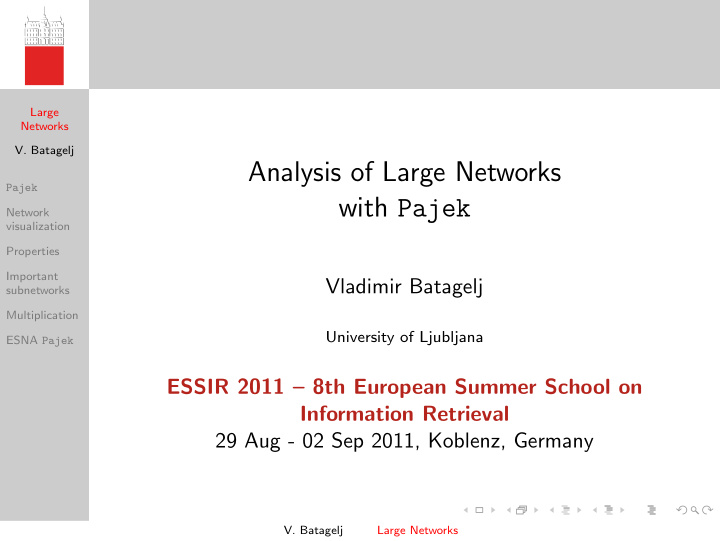 analysis of large networks