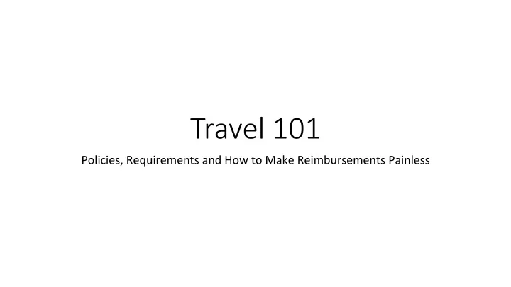 travel 101