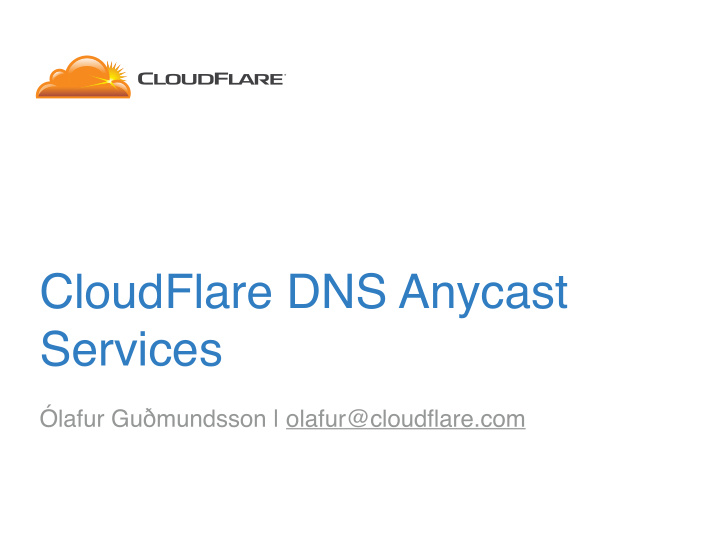 cloudflare dns anycast services