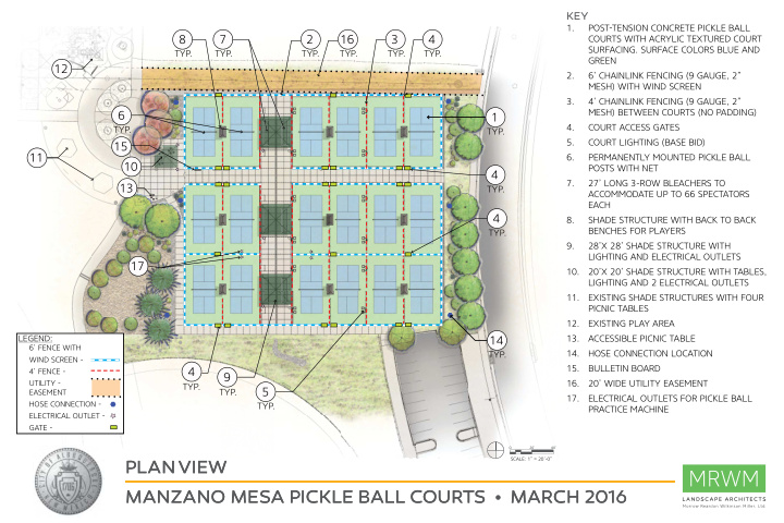 plan view plan view manzano mesa pickle ball courts march