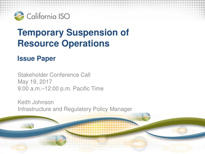 temporary suspension of resource operations