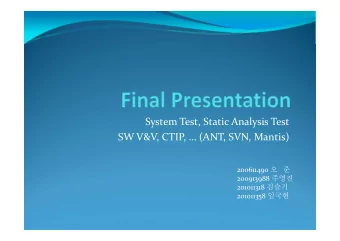 System Test, Static Analysis Test SW V&amp;V, CTIP,  (ANT, SVN, Mantis) 200611490