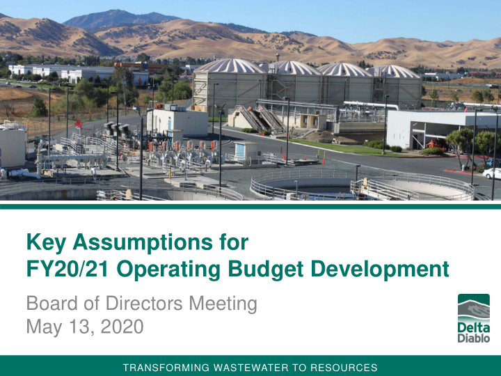 key assumptions for fy20 21 operating budget development