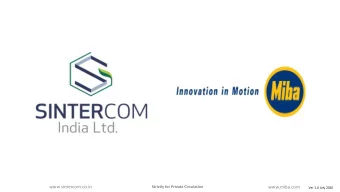 www.sintercom.co.in  Strictly for Private Circulation  www.miba.com  Ver 1.0 July 2020  DISCLAIMER