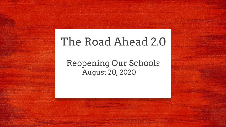 the road ahead 2 0