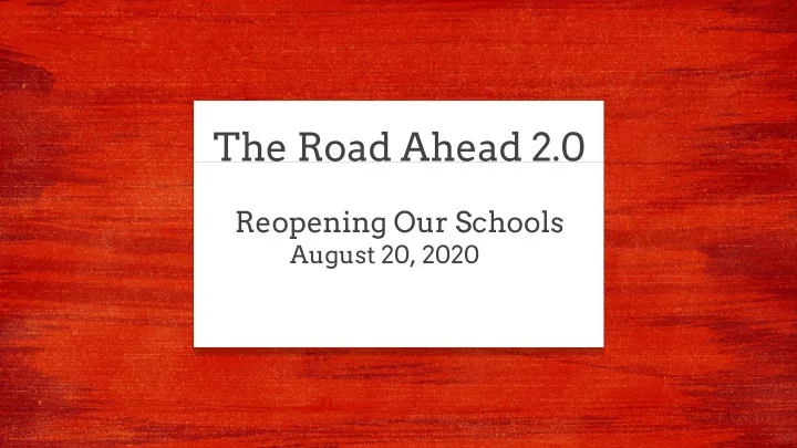 the road ahead 2 0
