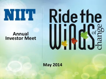 Annual  Investor Meet  May 2014  1  Agend  nda  NIIT: Company Overview    Individual Learning