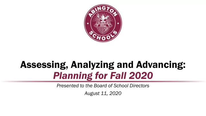 assessing analyzing and advancing