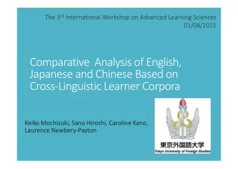 Comparative  Analysis of English,  Japanese and Chinese Based on  CrossLinguistic Learner