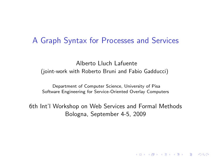 a graph syntax for processes and services