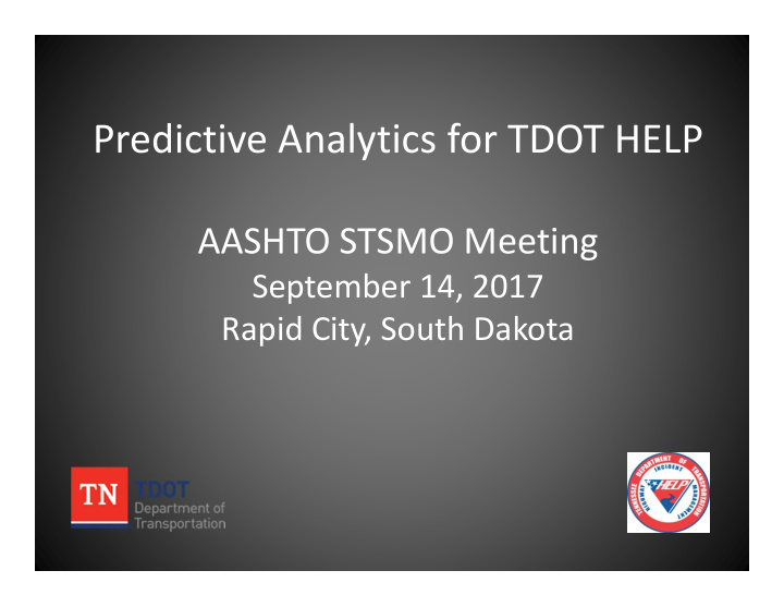 predictive analytics for tdot help
