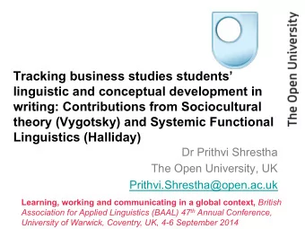 Tracking business studies students  linguistic and conceptual development in  writing: