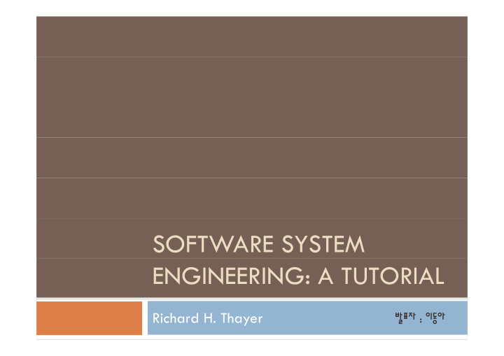 software system engineering a tutorial