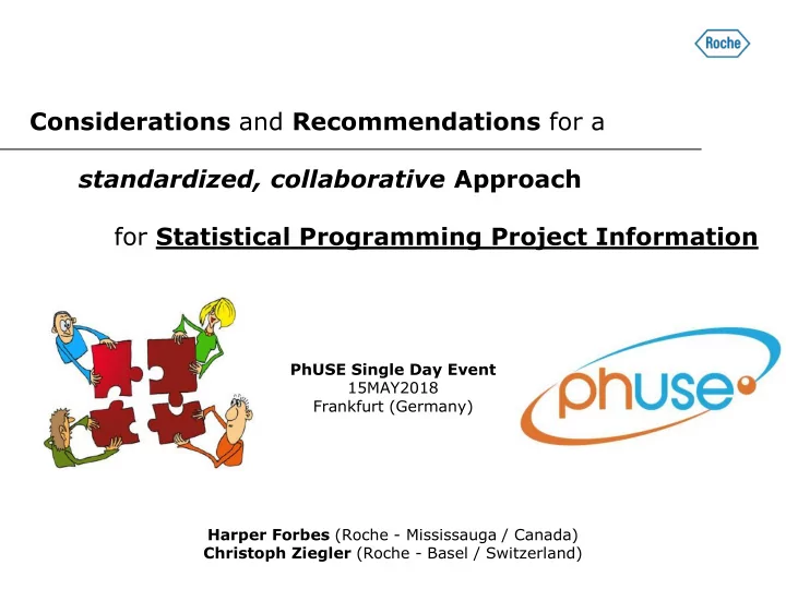 considerations and recommendations for a standardized