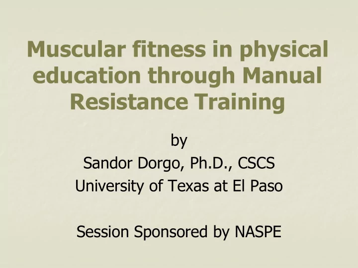 muscular fitness in physical education through manual