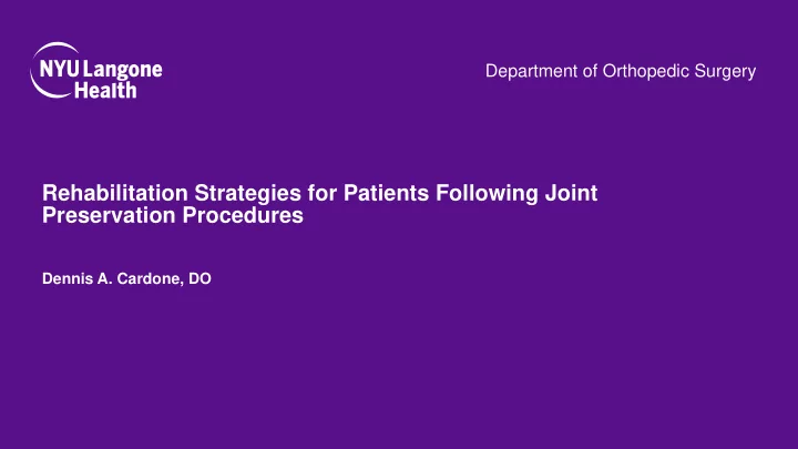 rehabilitation strategies for patients following joint