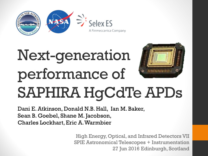 next generation performance of saphira hgcdte apds