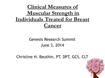Clinical Measures of  Muscular Strength in  Individuals Treated for Breast  Cancer  Genesis