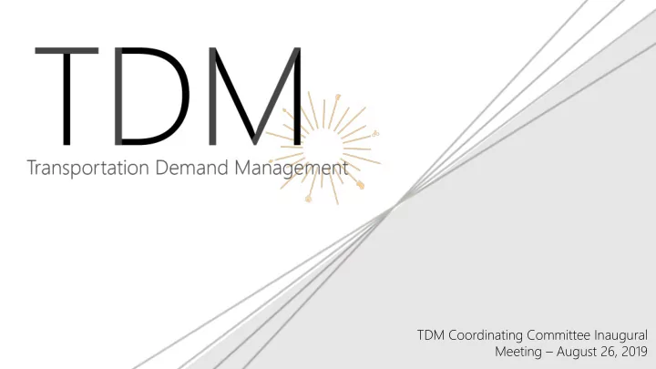 tdm coordinating committee inaugural