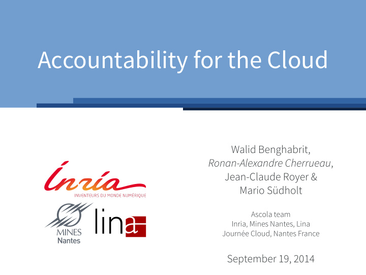 accountability for the cloud