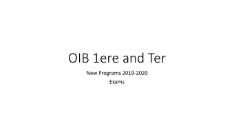 OIB 1ere and Ter  New Programs 2019-2020  Exams OIB  Literature and History/Geography  Cycle