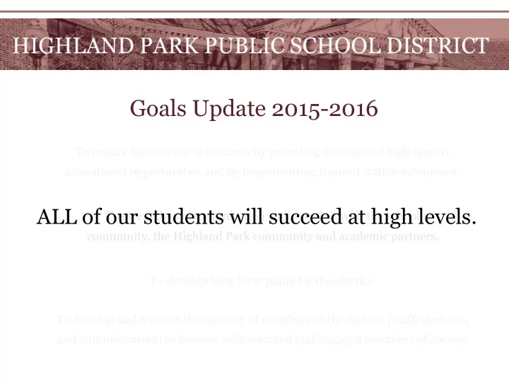goals update 2015 2016