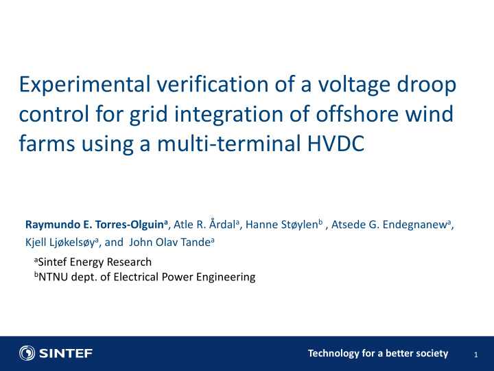 experimental verification of a voltage droop control for
