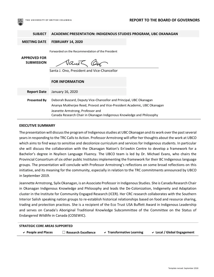 report to the board of governors