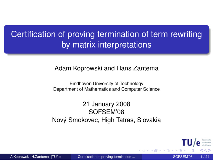 certification of proving termination of term rewriting by