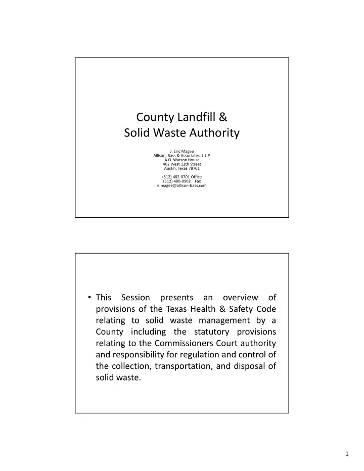 county landfill solid waste authority