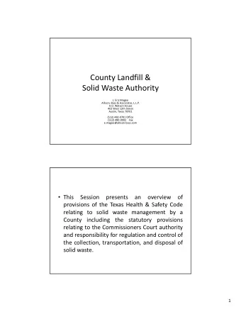 County Landfill &amp; Solid Waste Authority J. Eric Magee Allison, Bass &amp; Associates, L.L.P.