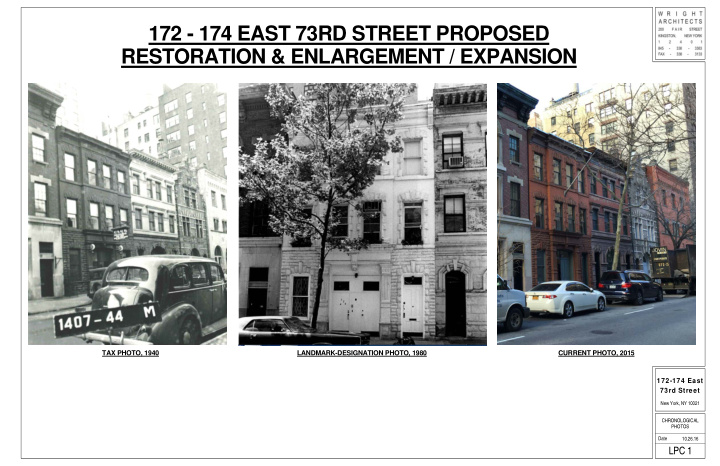 172 174 east 73rd street proposed restoration enlargement