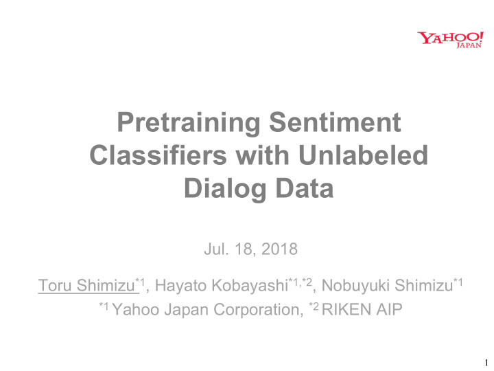 pretraining sentiment classifiers with unlabeled dialog