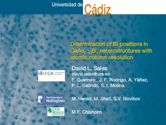 Cdiz  Determina  nati  tion o  n of Bi positi  tions  ns in  GaA aAs (1-x) Bi Bi x heterost  stru