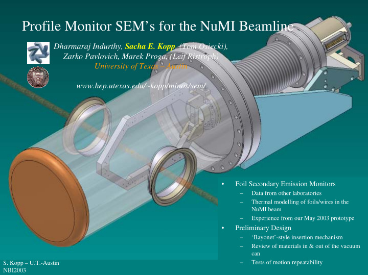 profile monitor sem s for the numi beamline