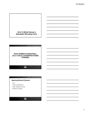 10/19/2012  2012-13 NCAA Womens  Basketball Officiating Clinic  NCAA WOMENS BASKETBALL