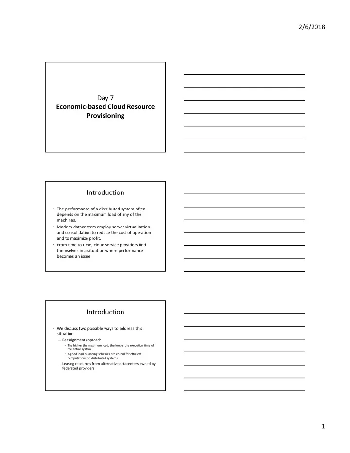 day 7 economic based cloud resource provisioning