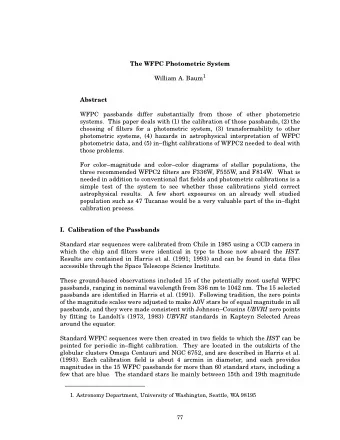 The WFPC Photometric System William A. Baum 1  Abstract  WFPC passbands differ substantially from